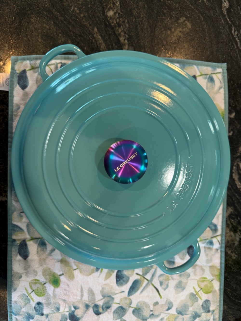 Le Creuset Turquoise Enameled Traditional Braiser with Iridescent Knob